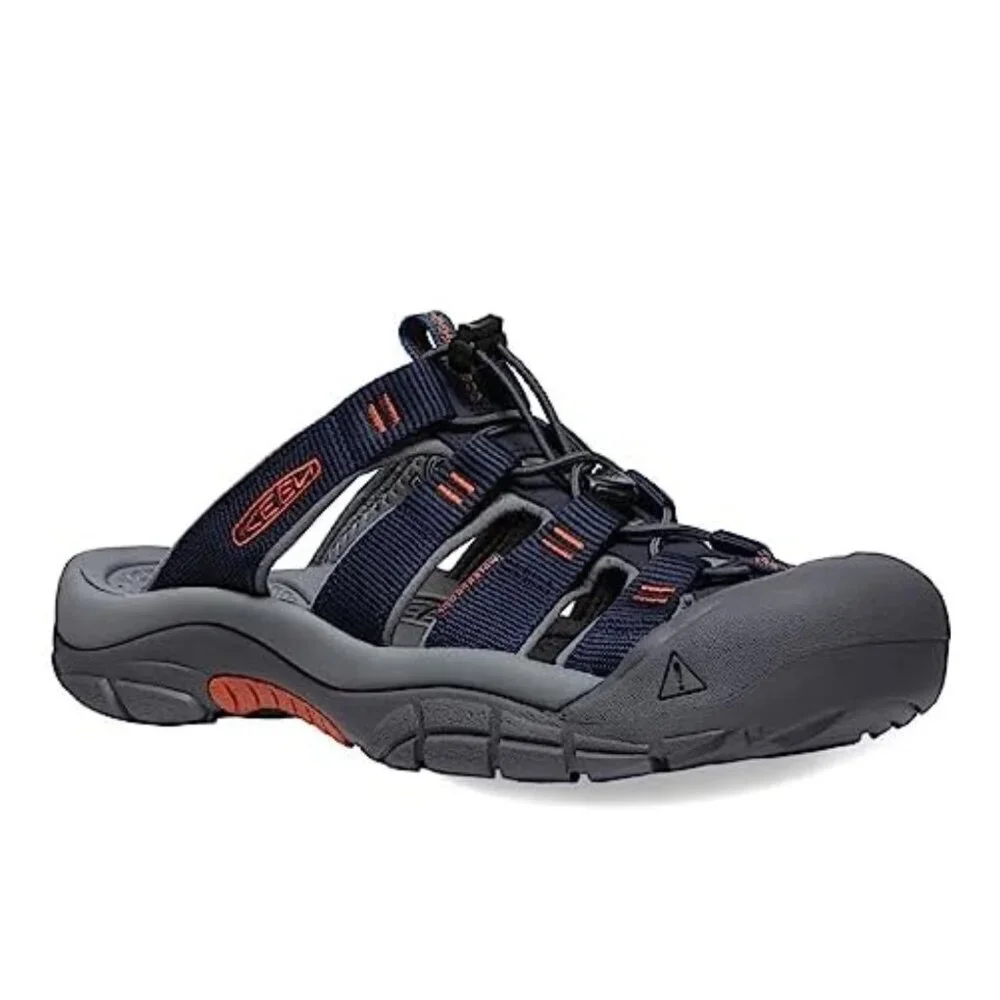 NEW KEEN Men's Newport Closed Toe Slip On Slide Sandals Sky Captain/Bombay Brown